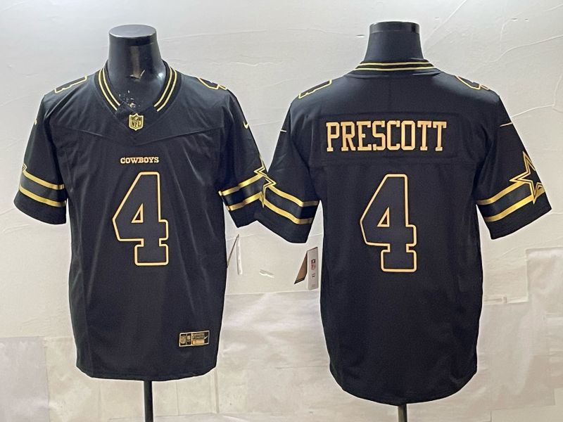 Men 2026 Dallas Cowboys #4 Prescott Black gold 6th generation Nike Limited NFL Jersey style 01->dallas cowboys->NFL Jersey